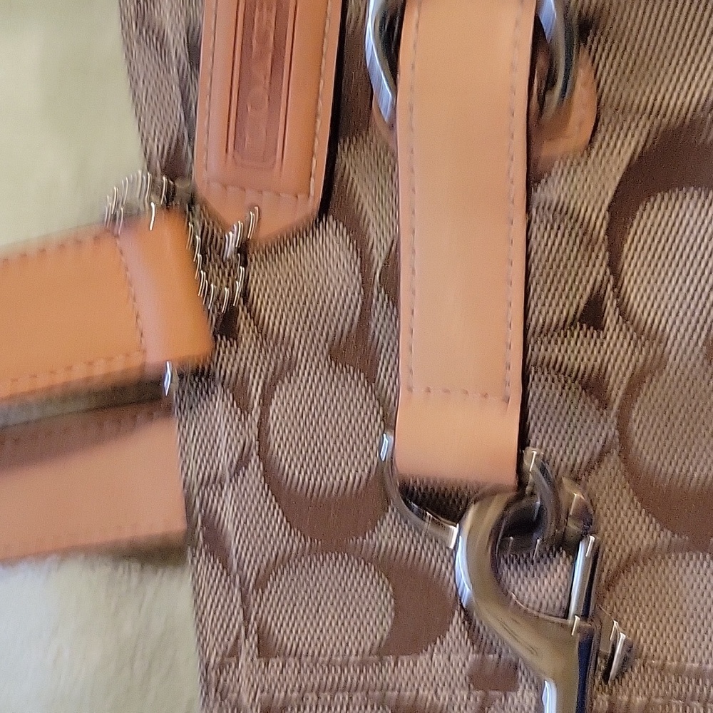 Coach Signature Khaki Jaquard Belted Handbag - Picture 2 of 6